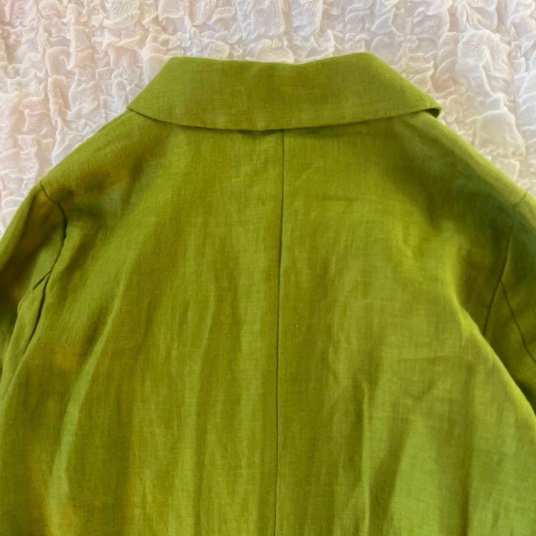 美品　パラスパレス　リネンジャケット　コート　羽織り　緑　ライトアウター　L