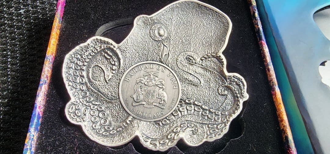 オクトパス2024年 バルバドス 5ドル- 3 oz