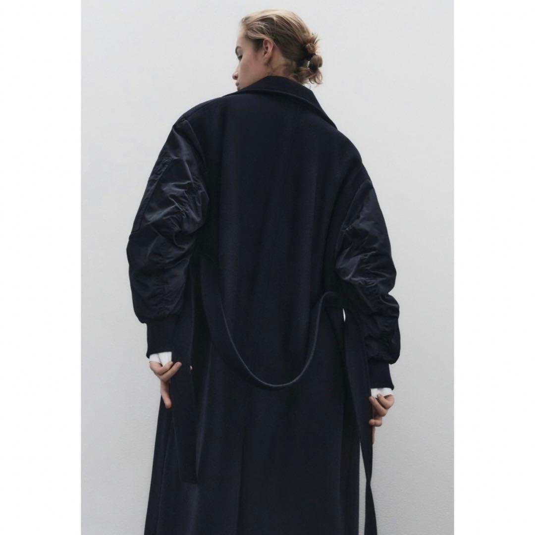 ZARA マッチングボンバーコート XL ネイビー×グリーン