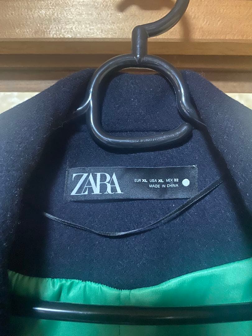 ZARA マッチングボンバーコート XL ネイビー×グリーン