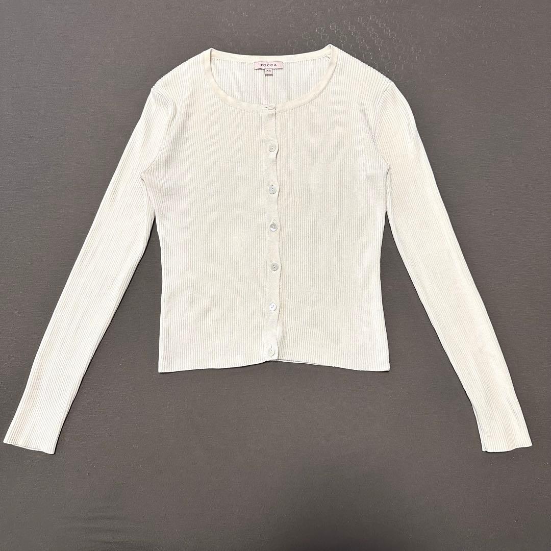 試着のみ✨TOCCA 定価3.8万 SILK RIBカーディガンアイボリー S