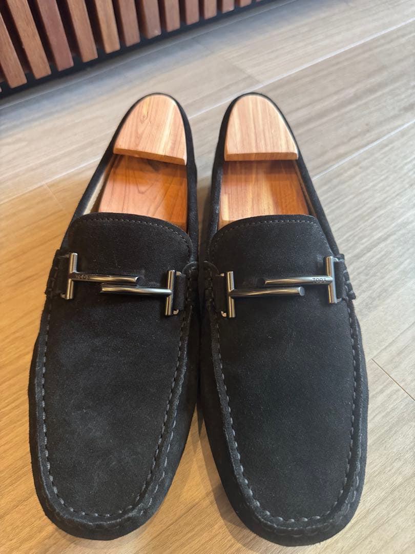 【レア・美品】TOD'S Double T スエード ドライビングシューズ 黒