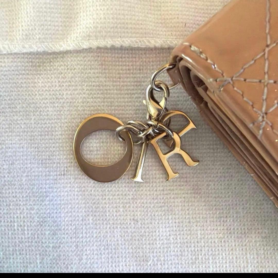 Dior ディオール ロータス ウォレット カナージュ パテント 財布 ベージュ