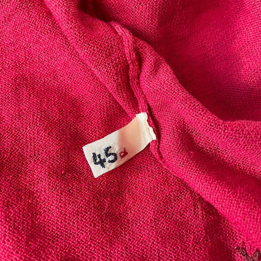 45R 美品 コットン リネン カーディガン F 赤