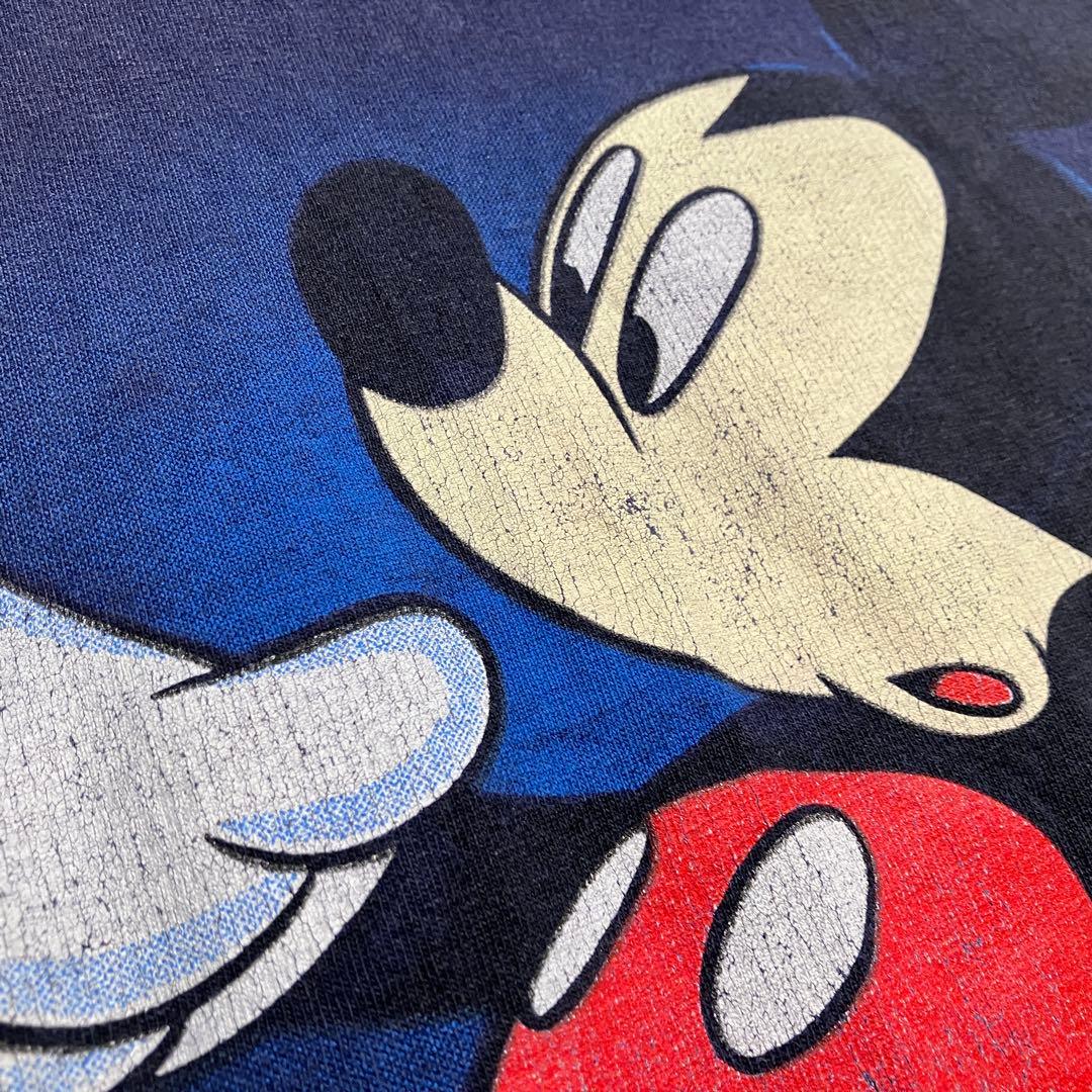 訳あり　USA製 disney ミッキー ネイビー　リンク　tシャツ XL 両面