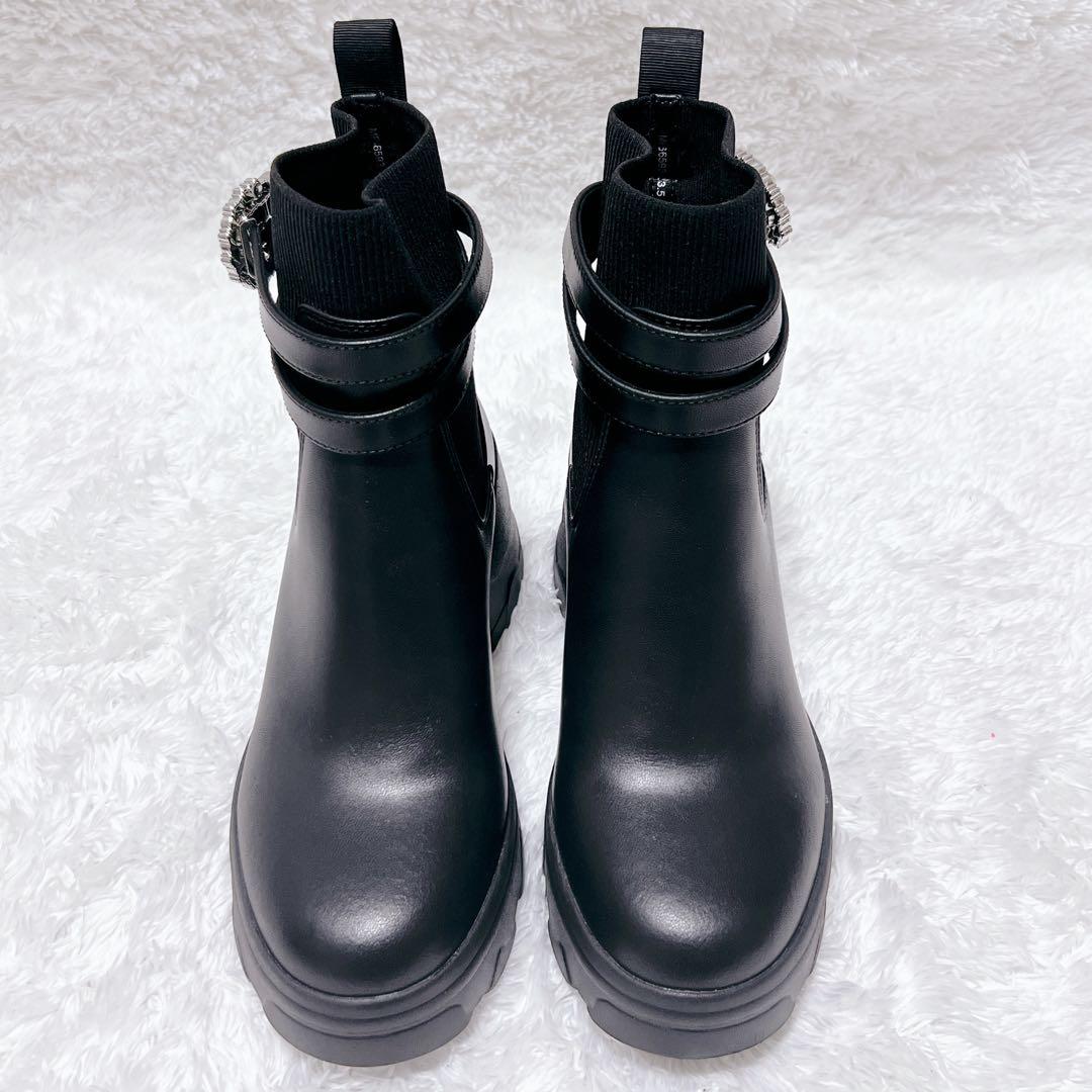 【極美品】 +diana クリスタルバックル　ショートブーツ　サイドゴア　現行品