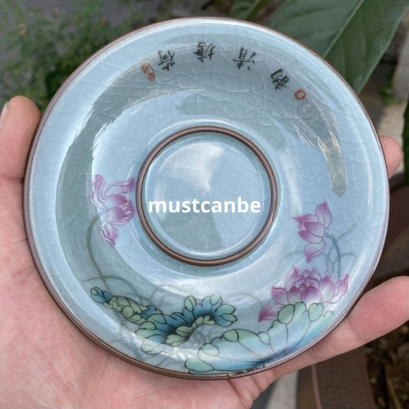 景徳鎮 陶泥荷塘清韻三才蓋碗 茶碗 煎茶器 新品未使用