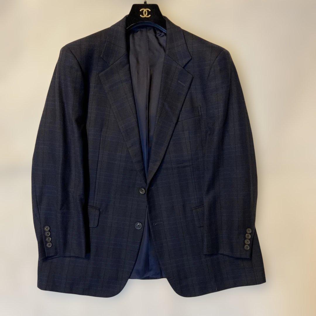 BURBERRYS vintageネイビーチェック　カシミヤテーラードジャケット