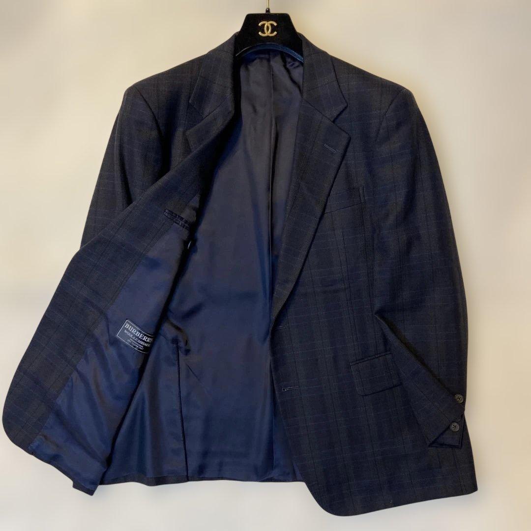 BURBERRYS vintageネイビーチェック　カシミヤテーラードジャケット