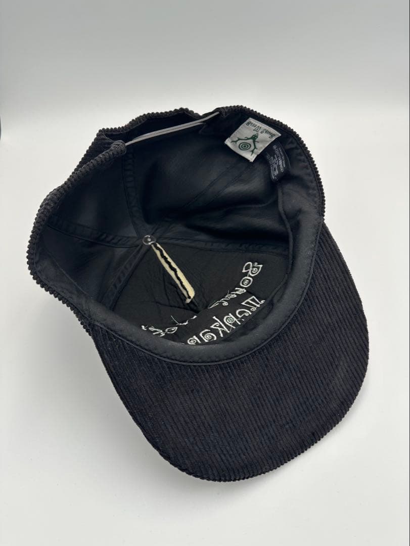 south2west8 コーデュロイロゴキャップ　黒に緑ロゴ