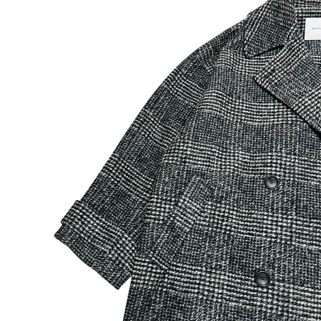 美品 24AW Spick & Span Wスライバーチェックハーフコート　38