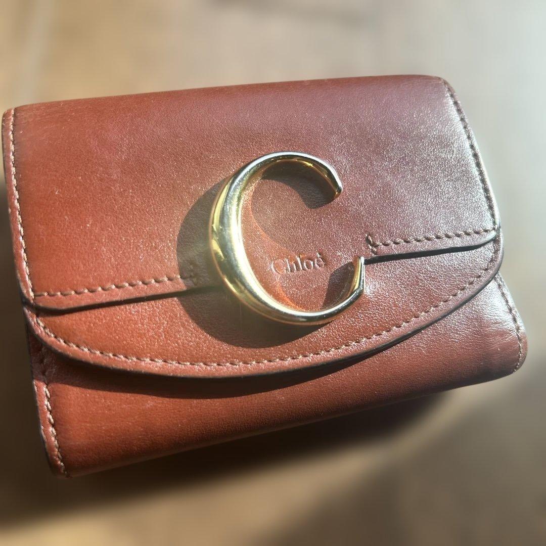 Chloé Cロゴ三つ折り財布 ブラウン