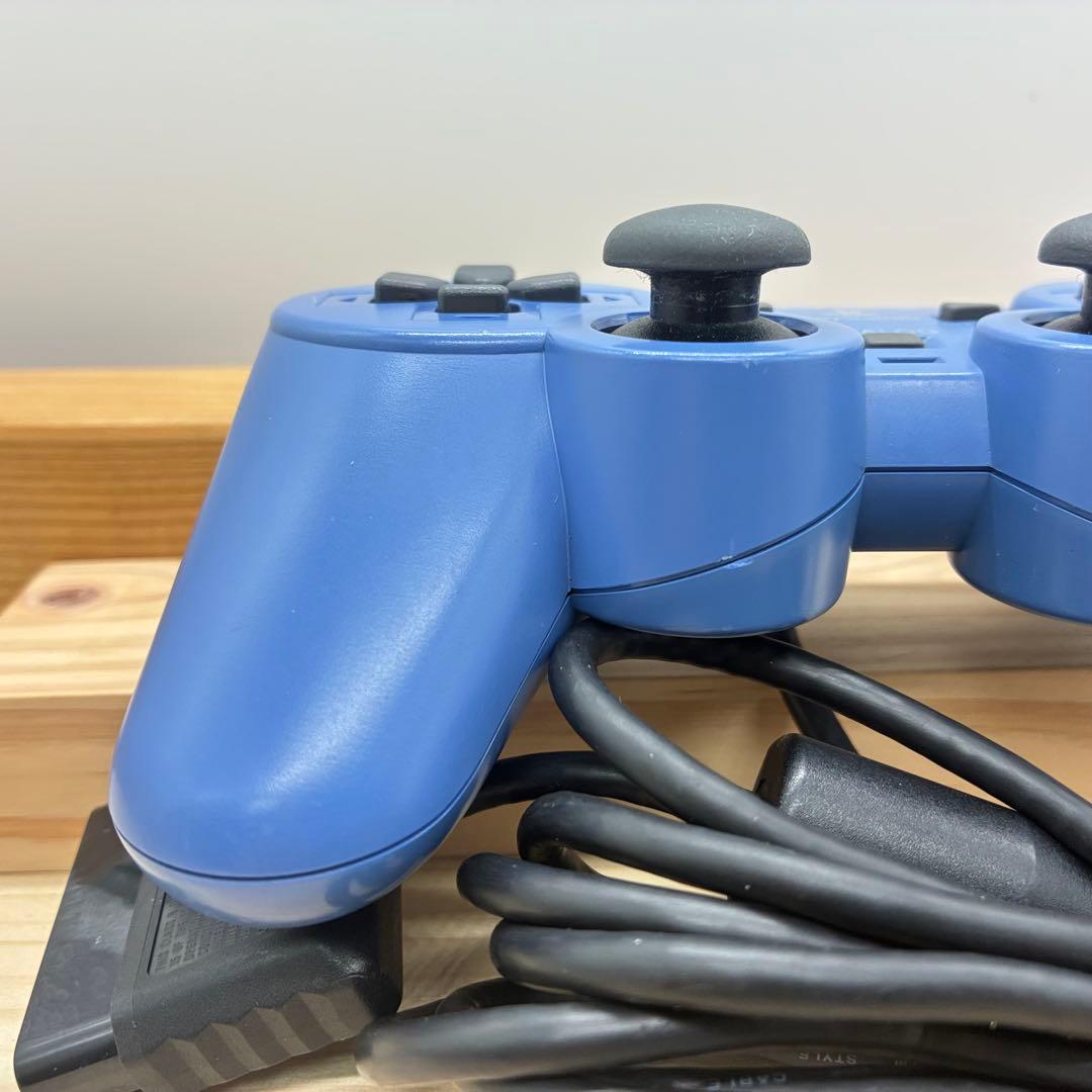 純正品 希少色 プレイステーション２ コントローラ ブルー