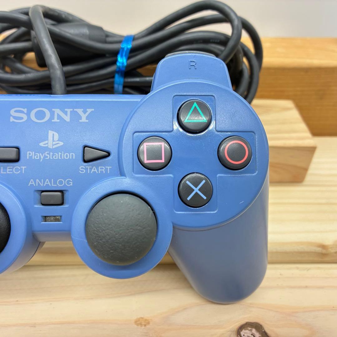 純正品 希少色 プレイステーション２ コントローラ ブルー