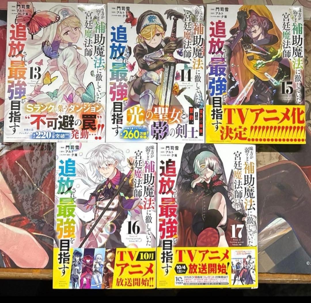 味方が弱すぎて補助魔法に徹していた宮廷魔法師、追放されて 全17巻 全巻初版帯付