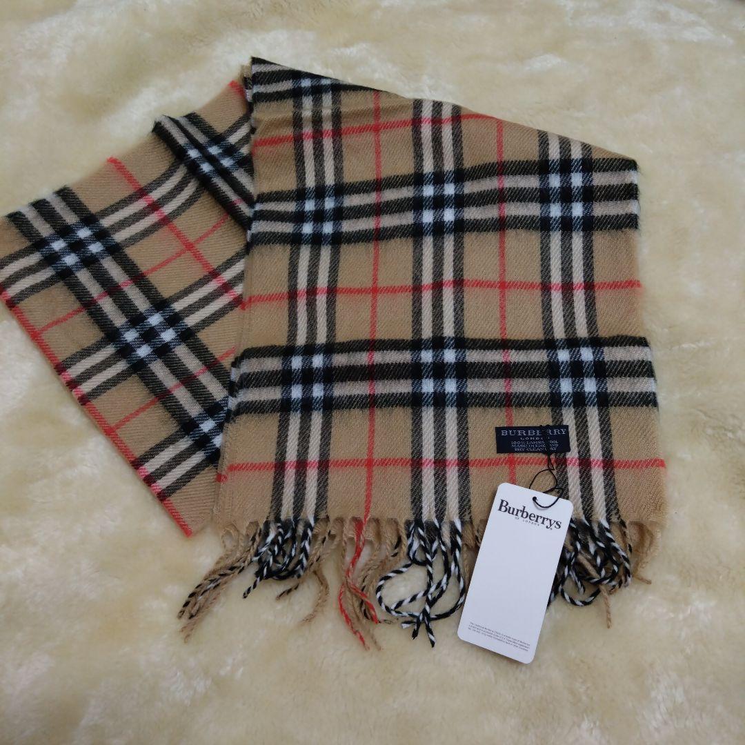 【新品未使用】BURBERRY (バーバリー)チェック柄 マフラーラムウール
