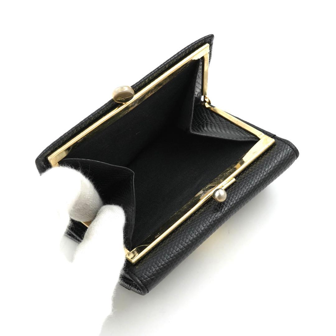 ✨未使用に近い✨　Ferragamo ミニ財布　ヴァラリボン　リザード　ブラック