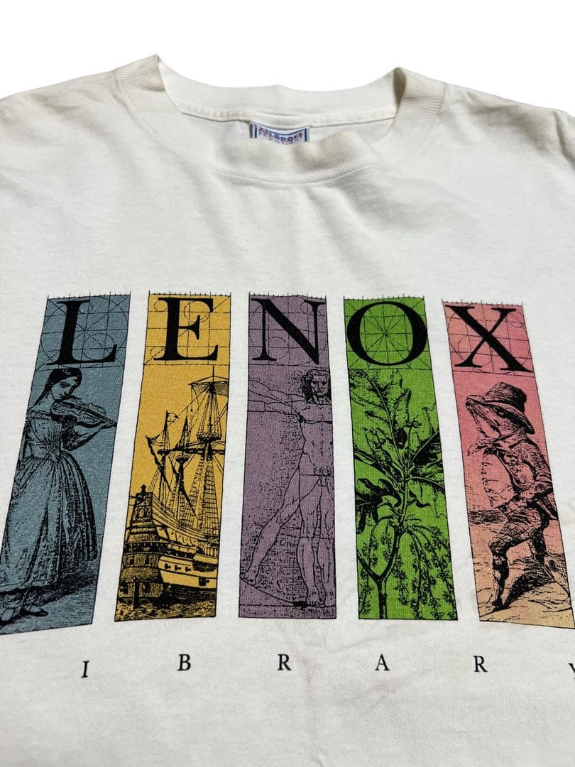 90s ビンテージ レノックス図書館 アート Tシャツ アニマル アート 映画