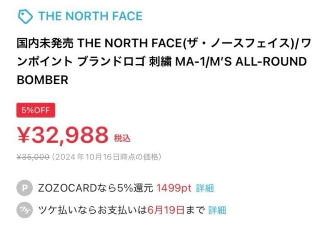 THE NORTH FACE WHITE LABEL MA-1（韓国限定）