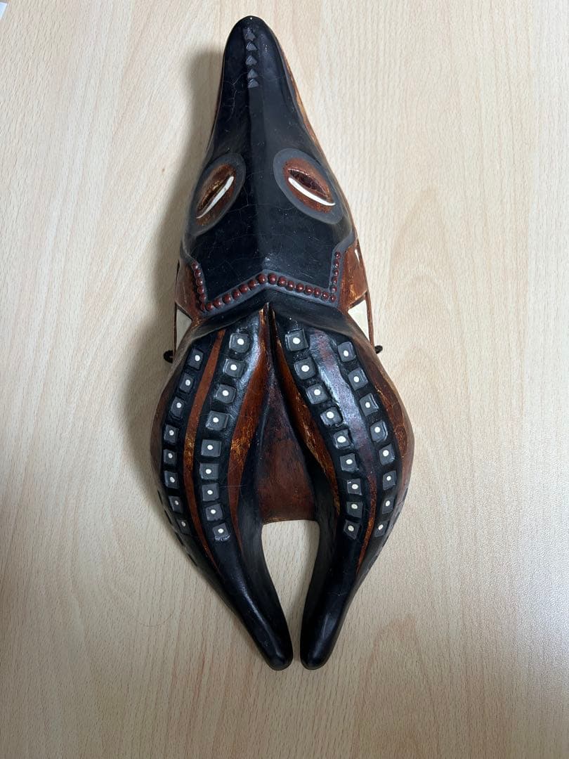 ザンブレマスク　お面　骨董品　アンティーク木彫Zamble 中古 アフリカ仮面