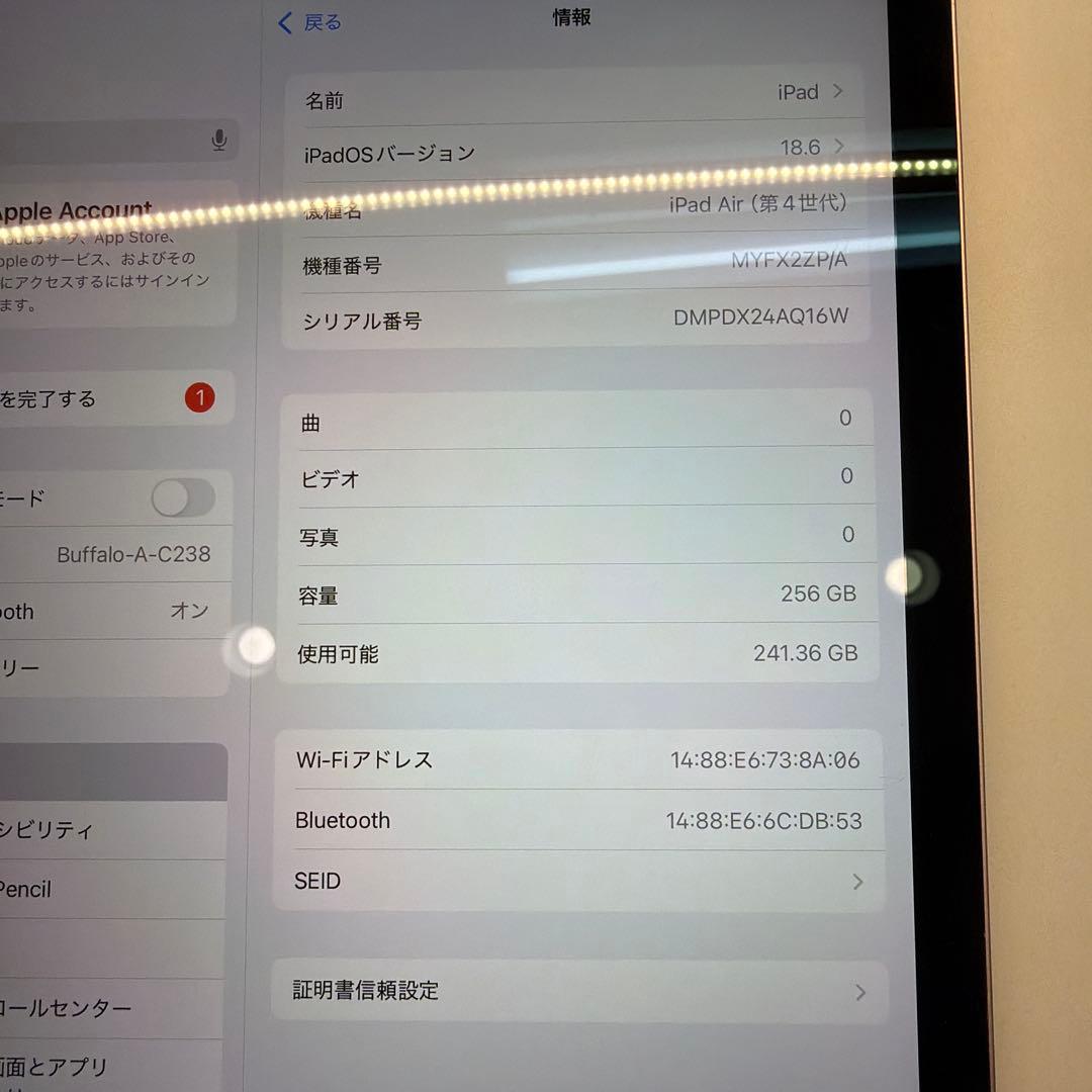 訳あり iPad Air 4 256GB Wi-Fi やや歪みあり