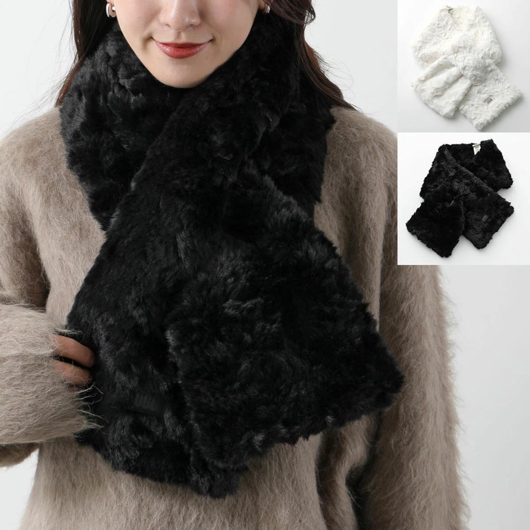 UGG アグ FAUX FUR PULL THROUGH SCARF ブラック