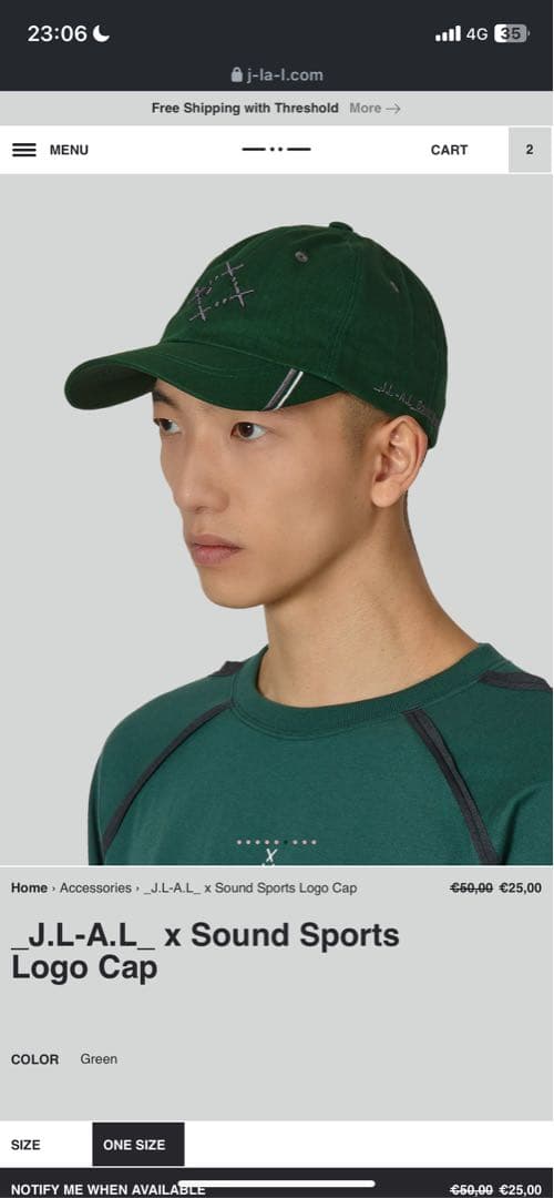 帽子 J.L-A.L x Sound sports logo cap green
