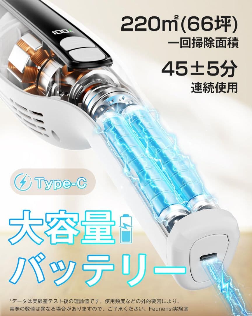 【新品】コードレス掃除機 70KPa強力吸引 LEDライト付き 超軽量0.6kg
