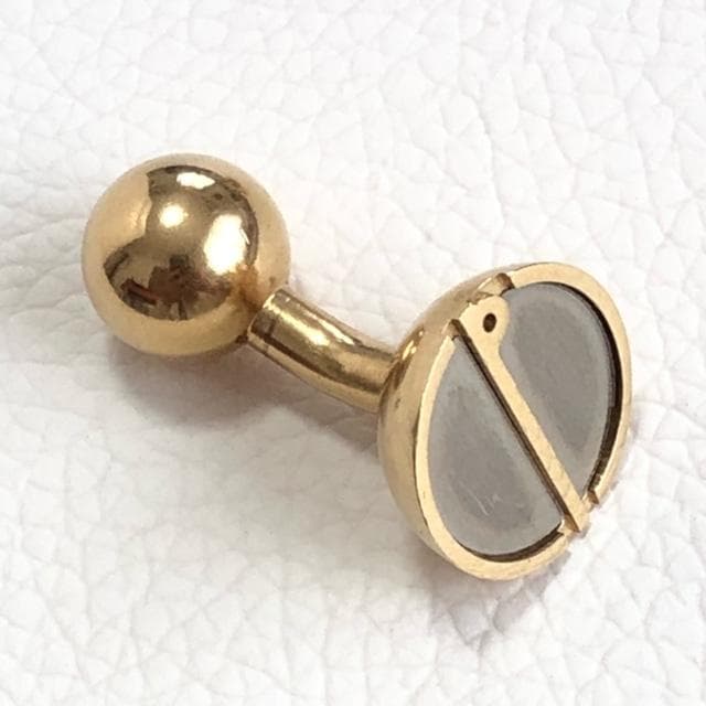 超美品★ダンヒル カフリンクス カフスボタン グレー、ゴールド 半球形 箱付き！