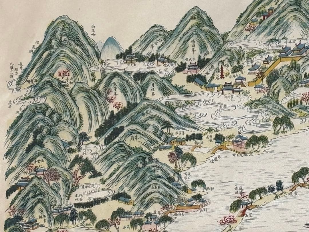 「西湖図」朱幻亭題 ○記書局印行 工芸印刷 1枚|古地図 中国画 唐本 中国書