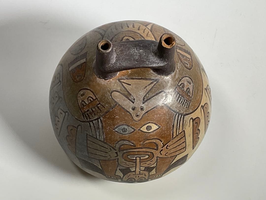 ナスカ土器　アーチ型　 双注口土器 　南米　アンデス文明　プリミティブアート