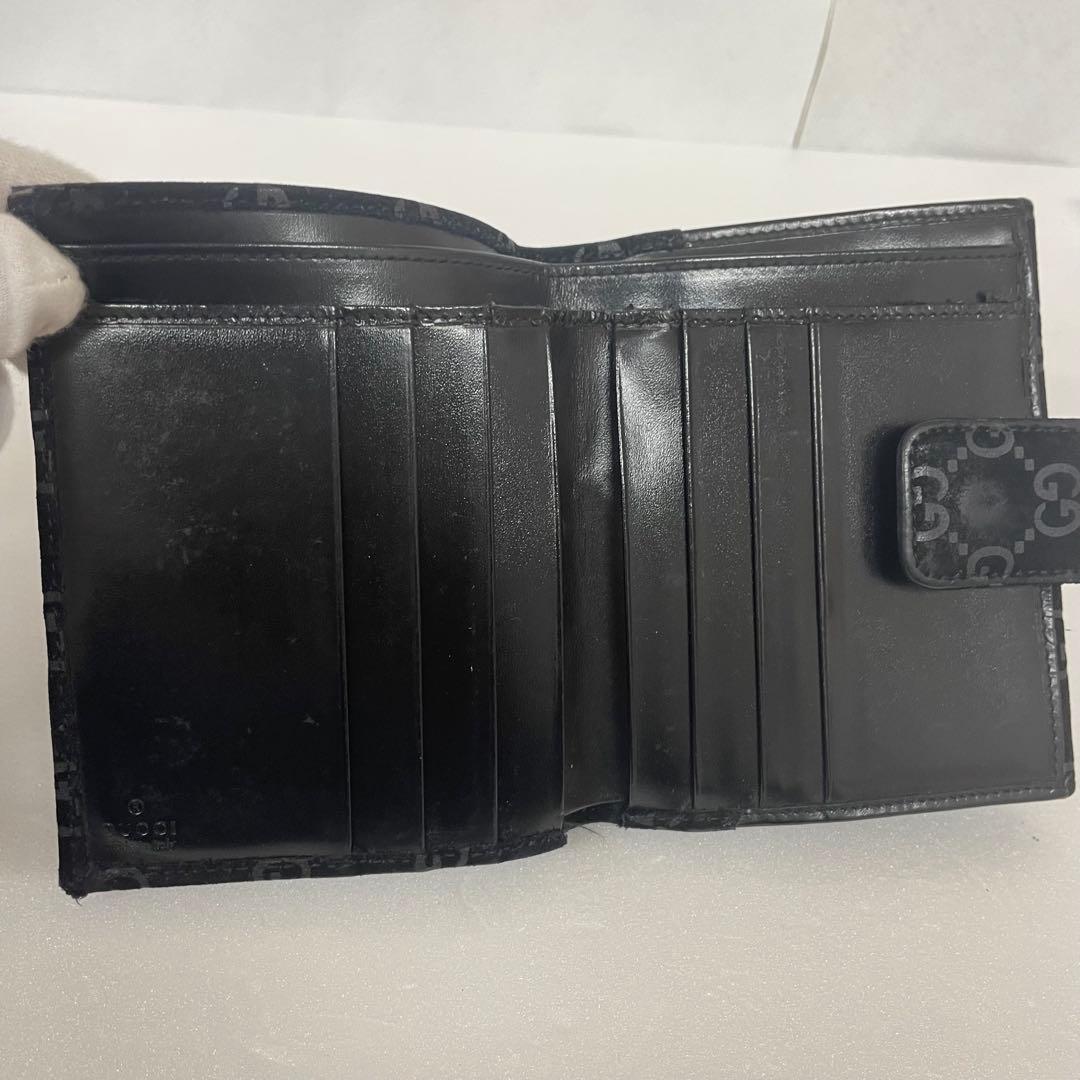 GUCCI GG 二つ折り 財布 ロゴ 黒 ブラック スエード