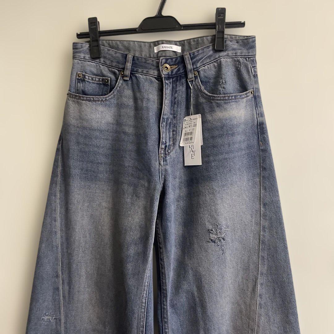 新品！スコットクラブ RADIATE 切替デザイン ダメージデニム　ワイドパンツ
