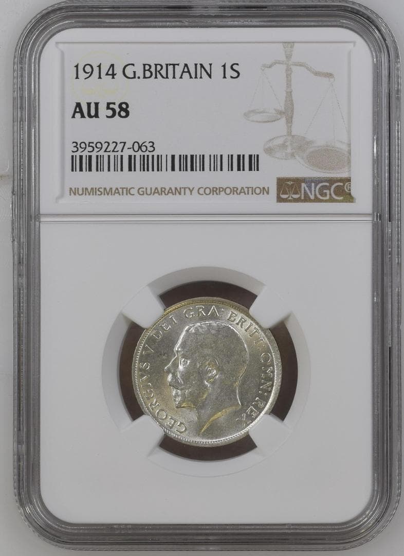 NGC-AU58 イギリス　ジョージ5世 1914　銀貨