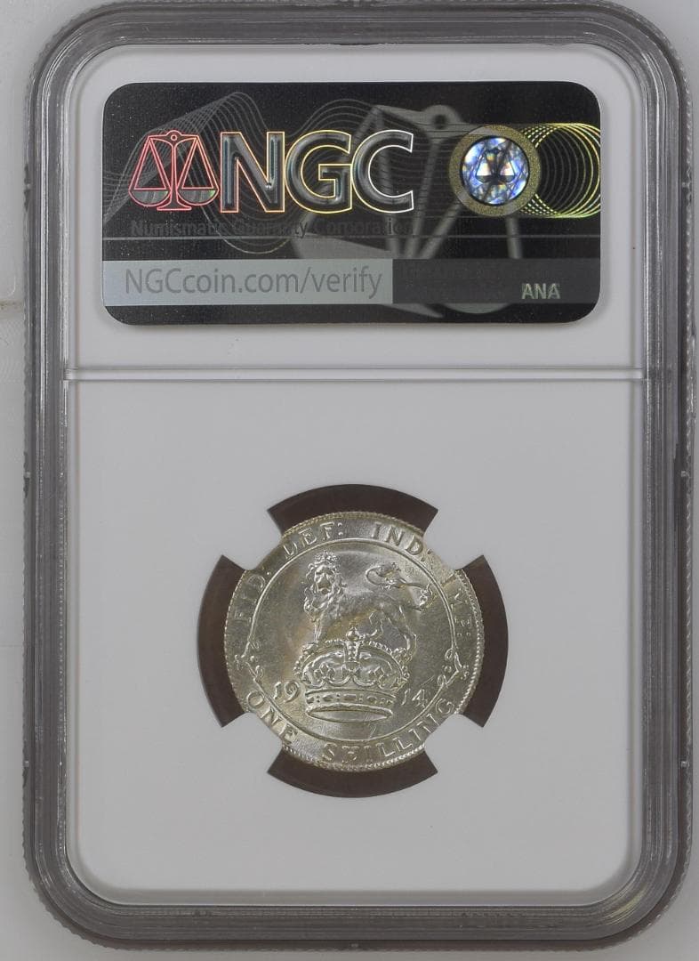 NGC-AU58 イギリス　ジョージ5世 1914　銀貨