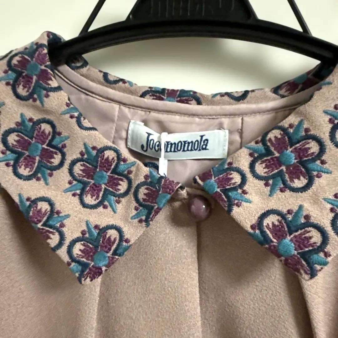 新品未使用 ホコモコラ Rosa salmon フラワー刺繍ショート丈ジャケット
