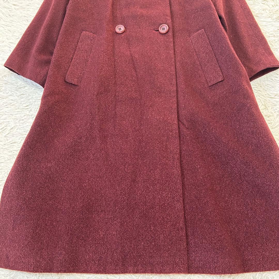 Leilian ダブルブレストロングコート 高級 シルク アンゴラブレンド