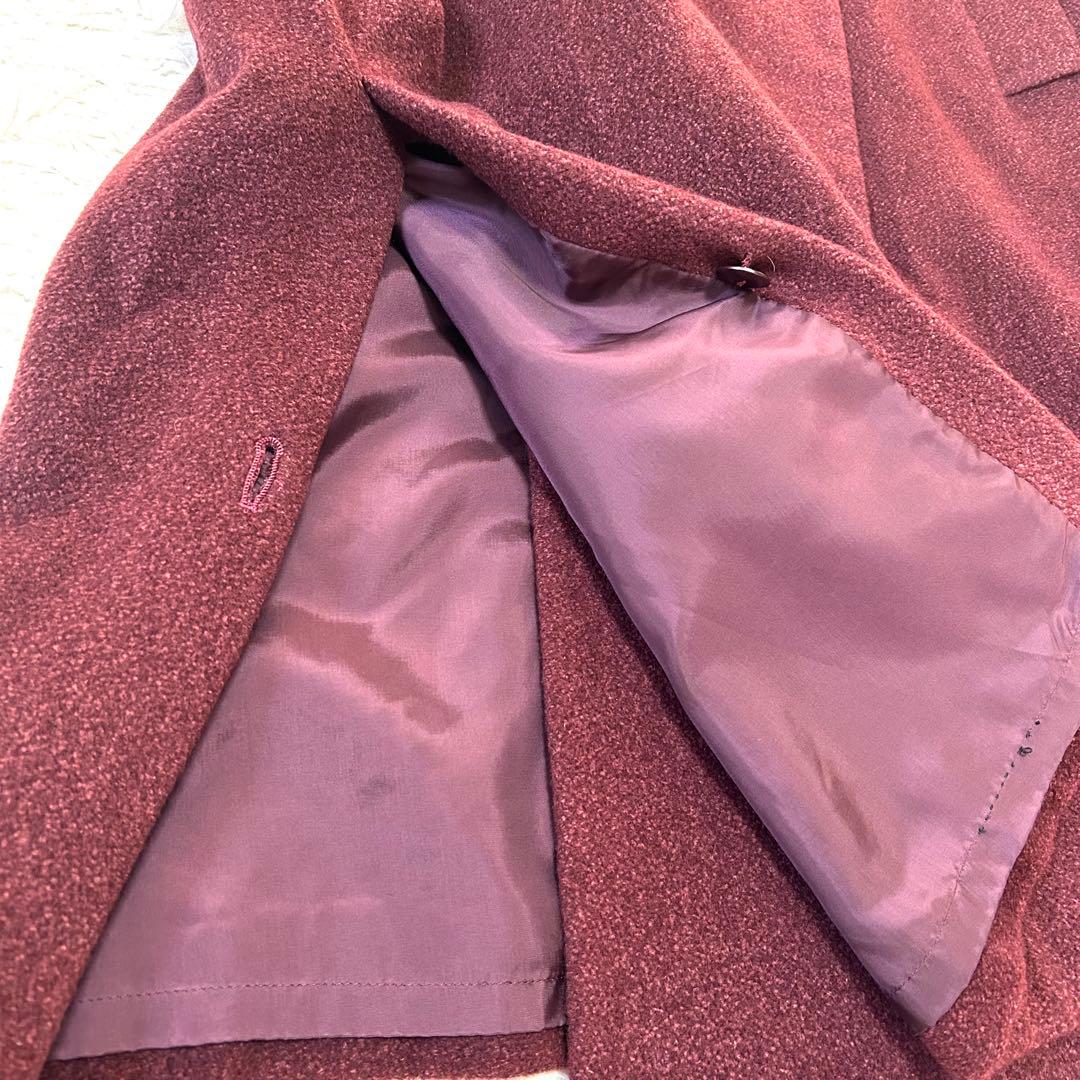 Leilian ダブルブレストロングコート 高級 シルク アンゴラブレンド