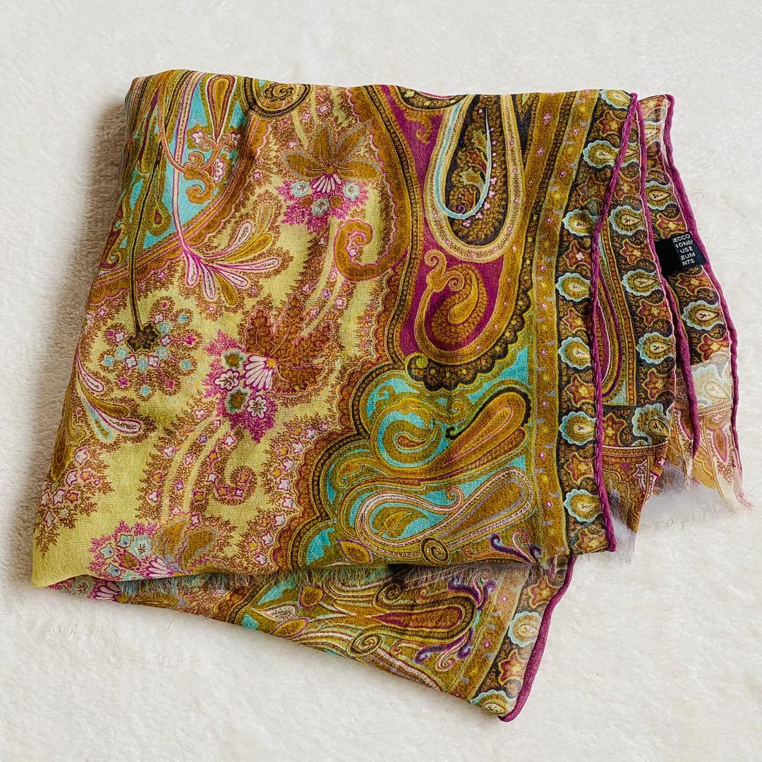 【良品】ETRO エトロ シルク スカーフ ショール ペイズリー柄 イタリア製