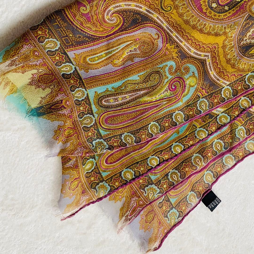 【良品】ETRO エトロ シルク スカーフ ショール ペイズリー柄 イタリア製