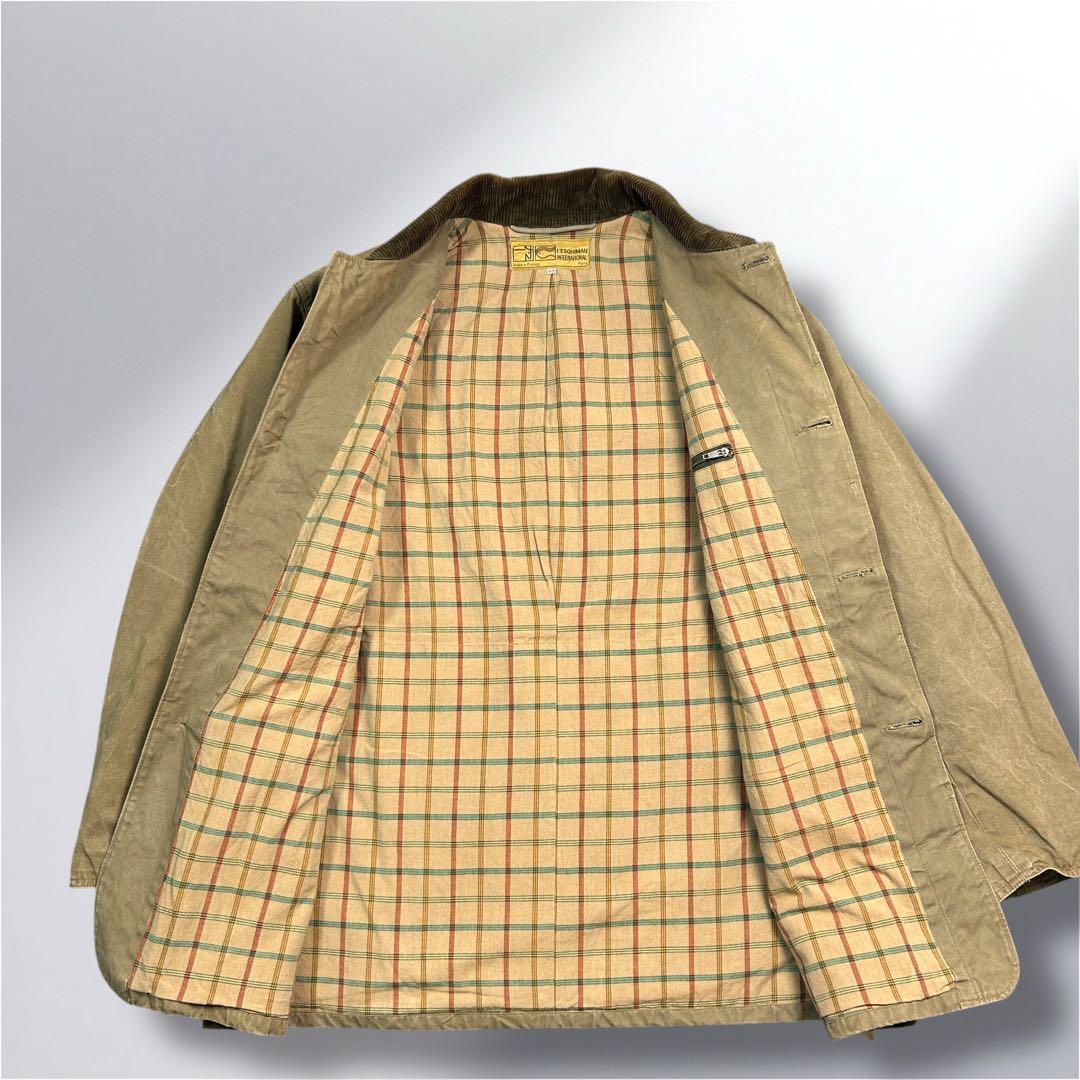 80'sHunting jacketフランス製XL襟コーデュロイ動物ボタン