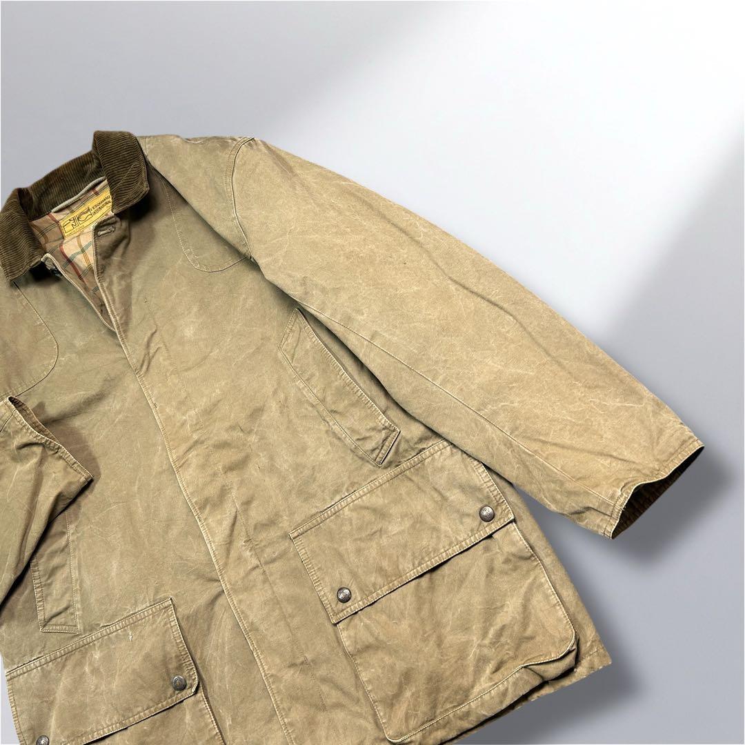 80'sHunting jacketフランス製XL襟コーデュロイ動物ボタン
