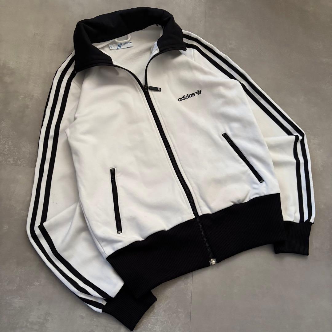 00s adidas アディダス　トラックジャケット　白黒　短丈　タイト　y2k