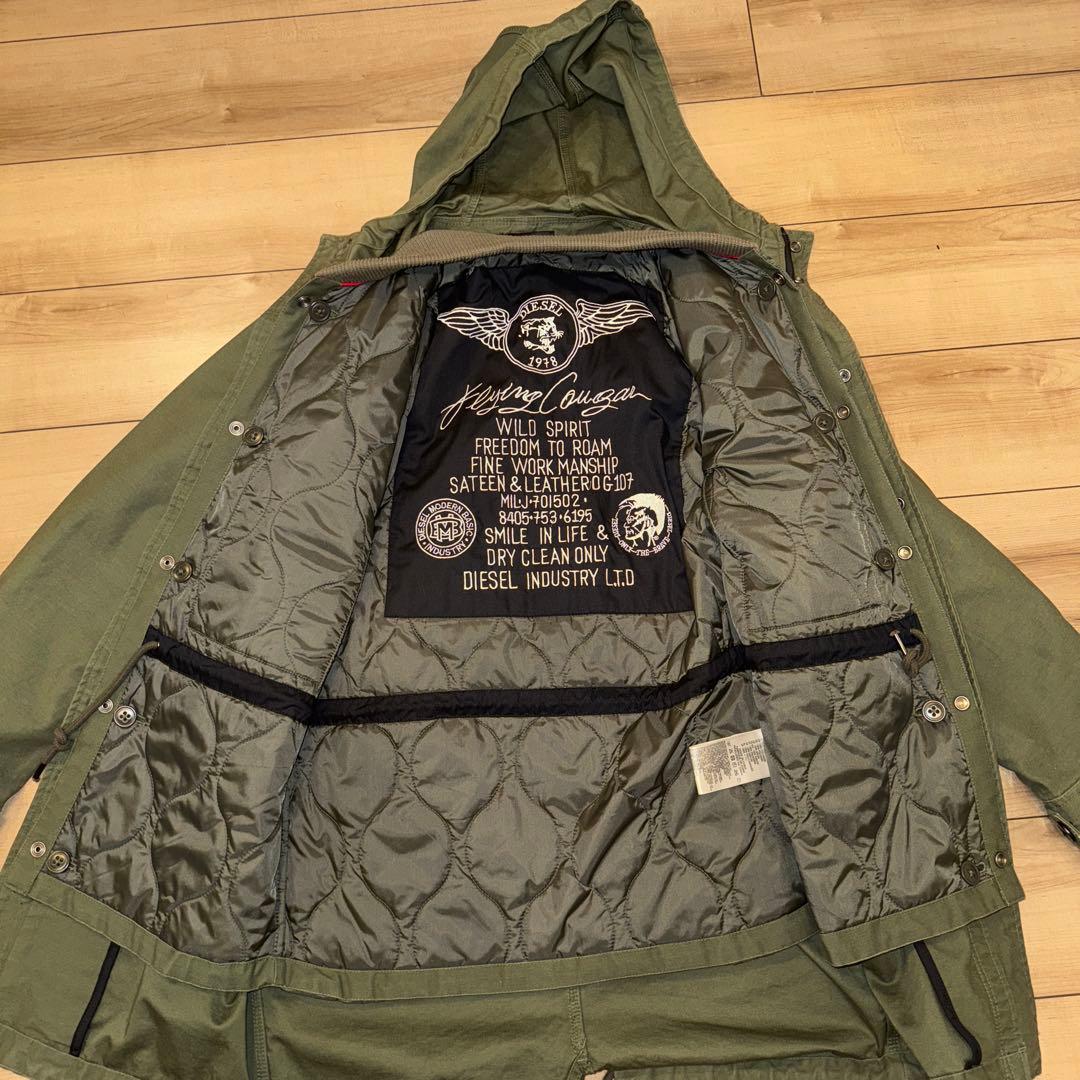 DIESEL ディーゼル モッズコート Sサイズ オリーブ インナーダウンセット