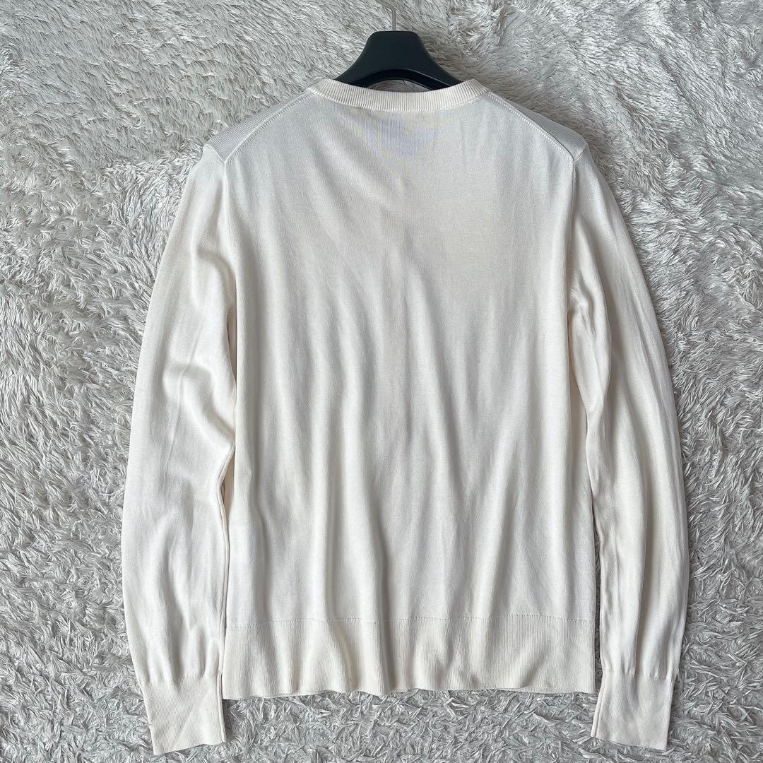 【美品】セオリーリュクス クルーネックニットカーディシルク系ニット アイボリー