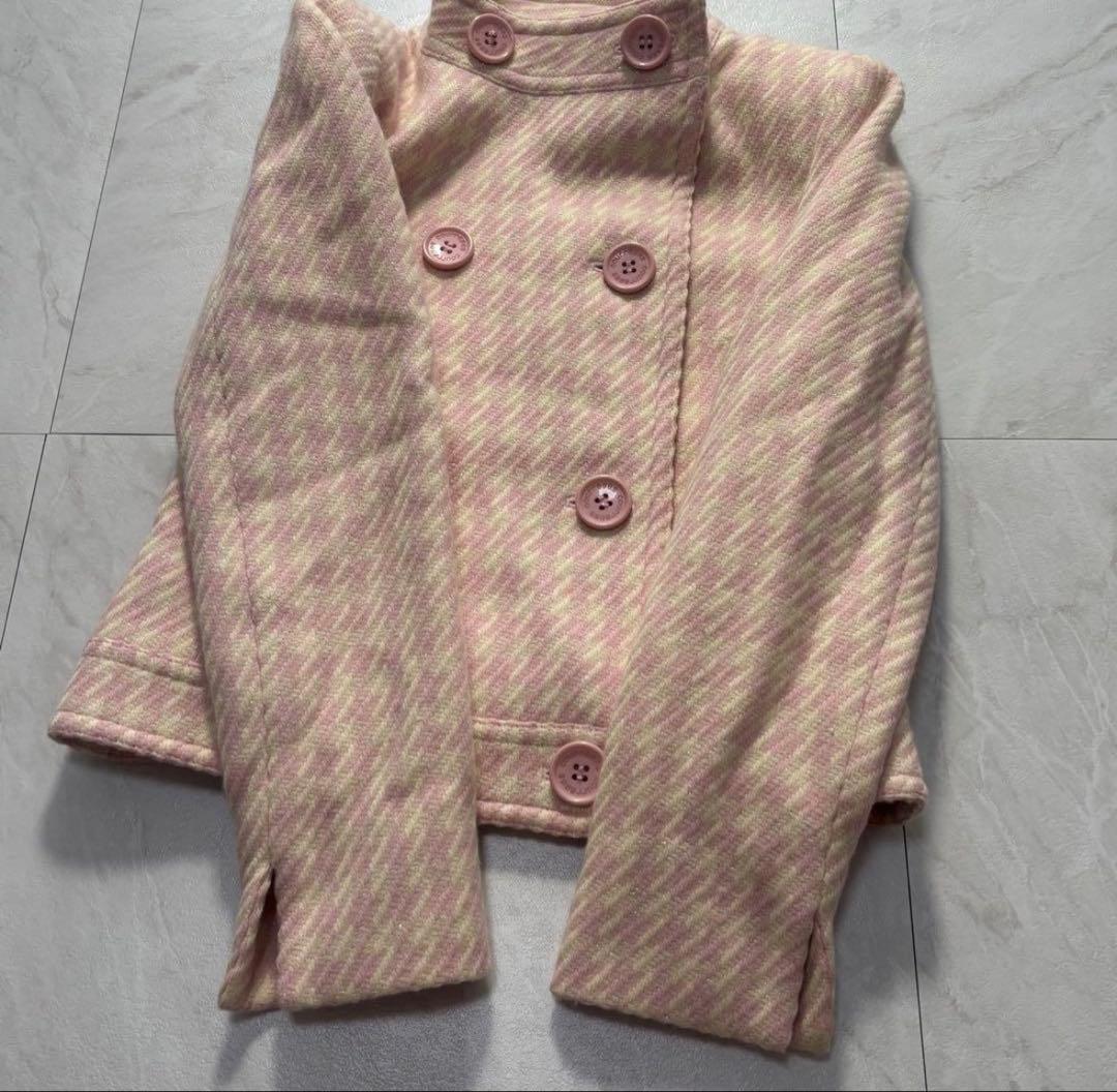 【y2k】Courreges クレージュ アンゴラ混 千鳥格子 ショートコート