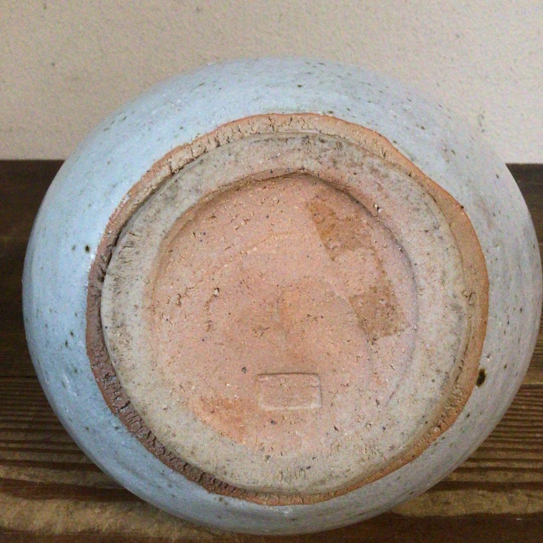 No4101 粉引二口花瓶　MARKUS japan印　木箱付　陶磁器　送料無料
