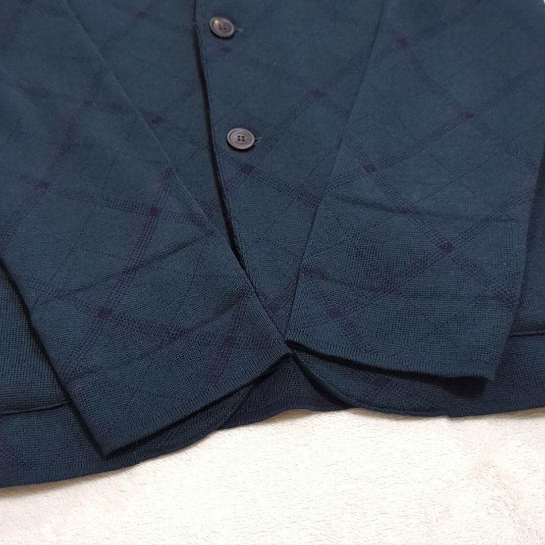 LARDINI 希少XL ブートニエール ニットテーラードジャケット グリーン系
