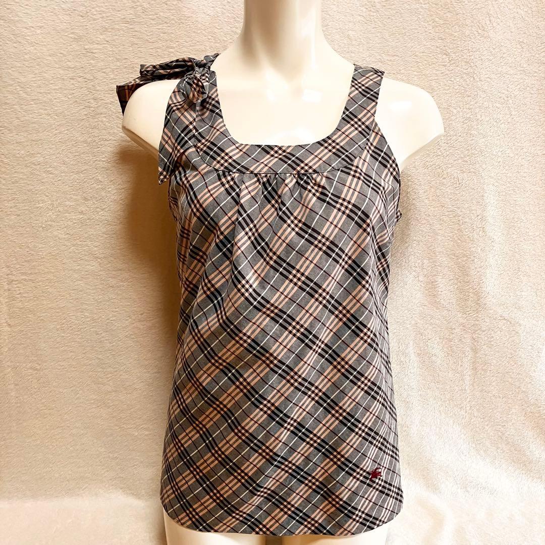 BURBERRY ノバチェック キャミソール 38 刺繍ロゴ サイドジップ