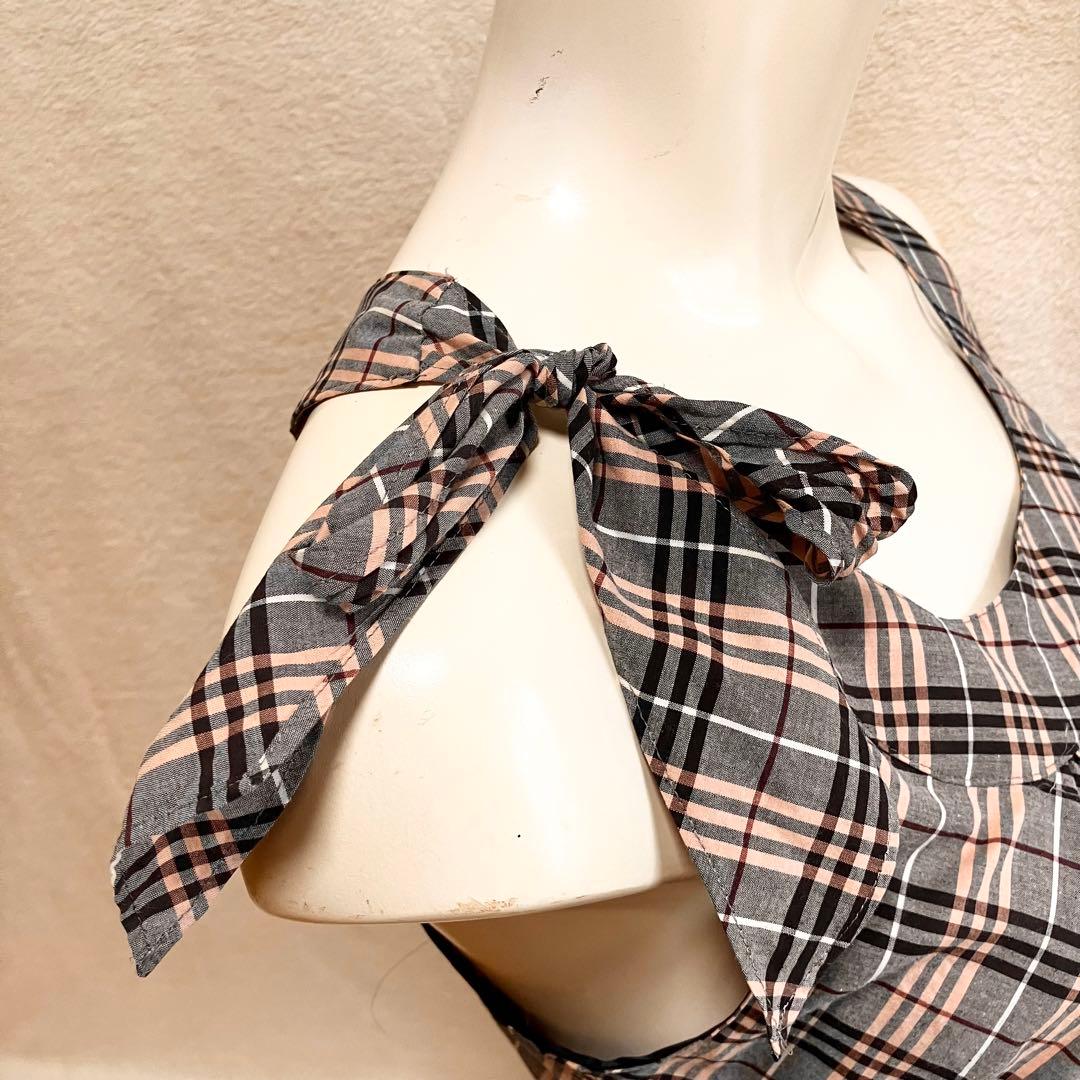 BURBERRY ノバチェック キャミソール 38 刺繍ロゴ サイドジップ